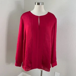 NEW Coldwater Creek Womens Plus 2X Fluid Chiffon Shirt Red Long Sleeve Blouse - Picture 1 of 11