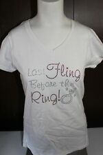 Bride's White Rhinestone T-shirt Bling Bling Womens Size Small Custom Made