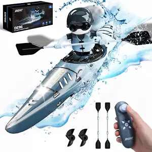 RC Kayak Boat for Kids,2.4 Ghz Remote Control Shark Boat Toys W/LED Light for Po - Picture 1 of 9