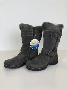 NWT BARE TRAPS Brandlee Boots Womens 6 M Snow Fur Lined Dark Grey Suede New! - Picture 1 of 21