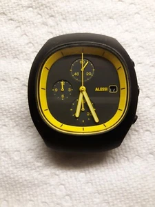 USED ALESSI #AL21011 WATCH ONLY-NO BAND, BLACK WITH YELLOW NUMBERS, HANDS AND DI - Picture 1 of 2