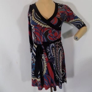 Body Central Paisley stretchig weiches Kleid Gr. Small rot braun blau creme - Bild 1 von 6