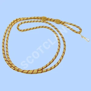 Whistle Lanyard Golden   And Red  Silky, Lanyard Pleated with chrome hook - Picture 1 of 2