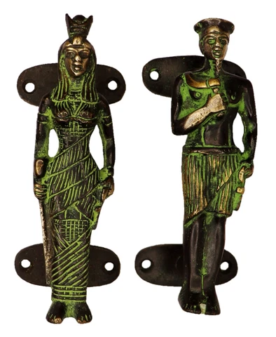 King & Queen Shape Vintage Antique Style Handmade Brass Door Handle Home Decor Cover