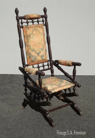 Antique French Country Platform Rocking Glider Early American Chair on Casters Cover