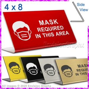 4x8 gravierte Kunststoff Profi Büro Schreibtisch Schild MASKE ERFORDERLICH. . . - Bild 1 von 6