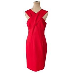 Milly Elegant Red Top Cross Midi Dress Sz 8 - Picture 1 of 8