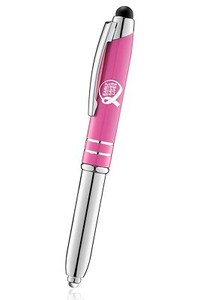 Breast Cancer Awareness pens 3 in 1 Stylus+Ballpoint Pen+LED flashlight