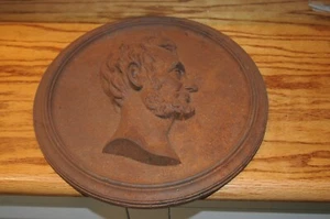 Vintage Cast Iron US President Abraham Lincoln Portrait Raised Relief Plaque .. - Picture 1 of 14