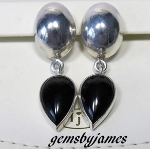 LONG TAXCO Vintage Onyx Earrings MARIO LOPEZ Dangle 925 Sterling Silver PRISTINE - Picture 1 of 4