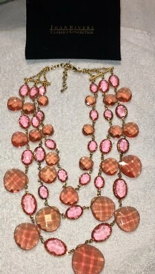 Новый Joan Rivers красный ковер роскошь граненый 16» ожерелье с 3» удлинитель розовый/коралловый - Изображение 1 из 4