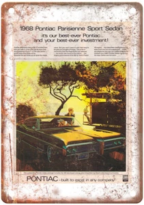 Vintage Pontiac 1968 Auto Ad Reproduction Metal Sign A12395 - Picture 1 of 2