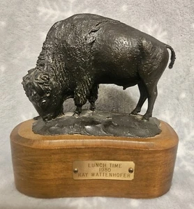 Lunch Time By Ray Wattenhofer 1980 Bronze Sculpture Statue Western 42/100 - Picture 1 of 12