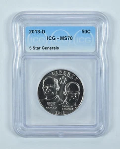 2013-D 5 Star Generals Commemorative Half Dollar MS70 ICG - Picture 1 of 5