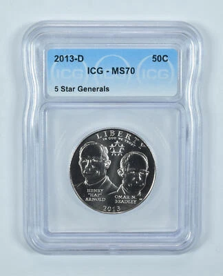 2013-D 5 Star Generals Commemorative Half Dollar MS70 ICG - Image 1 of 4