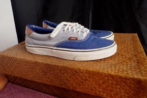 🔥Vans Leather Men's Sneakers Gray/Blue Denim w/ Leather Size 8.5 M Excellent - Picture 1 of 14
