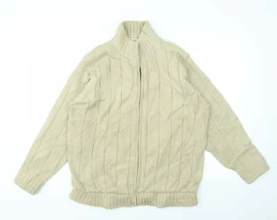 Sudadera con capucha con cremallera completa de acrílico beige para hombre talla M Foto 1 de 4