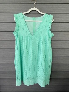 Women's Small Eyelet Midi Romper Dress with Shirt Flutter Sleeves 25.7681 - Picture 1 of 9