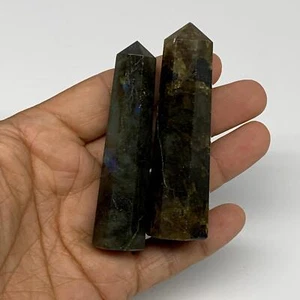 99.9g, 2.9"-3", 2pcs, Small Labradorite Tower Point Crystal @Madagascar, B31301 - Picture 1 of 10