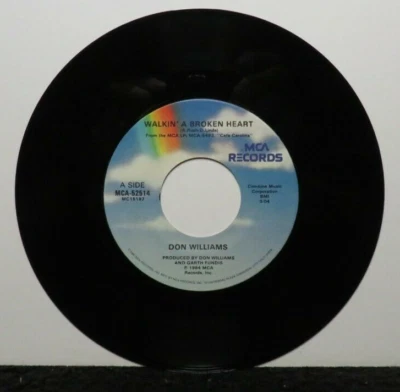 DON WILLIAMS WALKIN' A BROKEN HEART/TRUE BLUE HEARTS (NM) MCA-52514 45 RECORD - Imagem 1 de 2