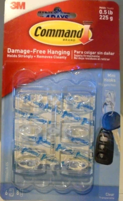 Command Damage Free Hanging Mini Hooks Clear 17006CLR- 6 Count - Image 1 of 2