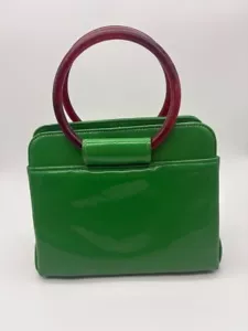 Borsa JR vintage anni 50/60 Paristyle verde brevetto rotonda manico lucite made in USA - Foto 1 di 8