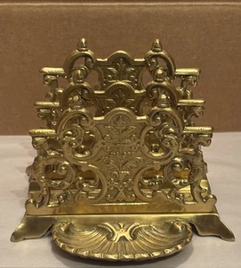 Portadocumenti lettere ottone decorato vintage 2 slot porta carte timbro portachiavi clip vassoio - Foto 1 di 10