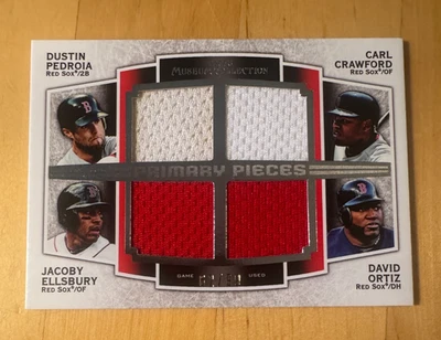 2012 Topps Museum Primary Pieces Quad Relics REd Sox David Ortiz Pedroia +2 - Image 1 of 2