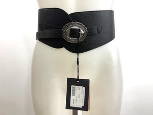 Cinturón TWINSET NUEVO CON ETIQUETAS Cuero Negro CONCHA Cummerbund Talla S - Imagen 1 de 5