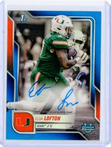 2025 Bowman Chrome University ELIJA LOFTON Blue Autograph AUTO Refractor 99/150 - Bild 1 von 2