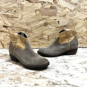 Sz 6.5 Steve Madden Suede Leather Western Ankle Boots Booties Low Heel Midnite - Picture 1 of 11