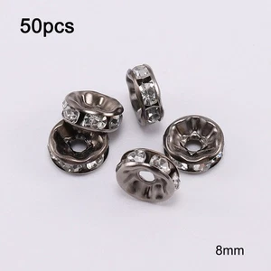 50pcs 8mm Rhinestone Loose Beads for Jewelry Making Ideal for Crafting - Picture 1 of 22