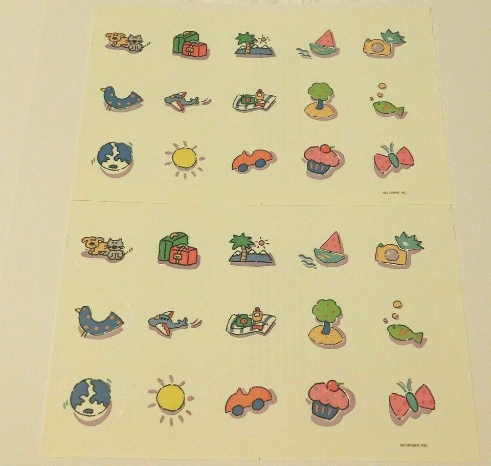 Current Stickers 2 Sheets Accent Seals Cars World Sun Fish Vintage Scrapbooking  - Image 1 of 1