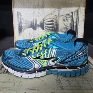 Size 10.5 m Women's Brooks Adrenaline GTS 14 Running Shoes Green Hi-Vis Sneakers - Picture 1 of 24