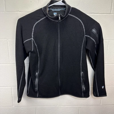KUHL Sweater Jacket Mens XL Full Zip Fleece Knit Long Sleeve Black Zip Pockets - Image 1 of 4