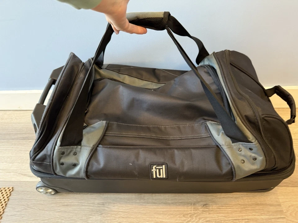 FUL 28” Hybrid Soft Rolling Duffle Bag Wheeled Suitcase Lots Compartments Gray - Image 1 of 4