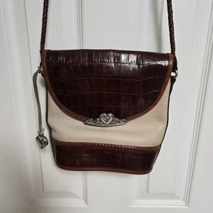 Brighton Vintage Schultertasche Handtasche Kroko-Prägung braun Leder 1996 - Bild 1 von 14