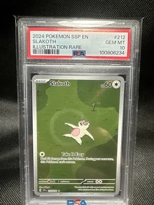 2024 POKEMON SSP EN-SURGING SPARKS ILLUSTRATION RARE #212 SLAKOTH PSA 10 - Image 1 of 2