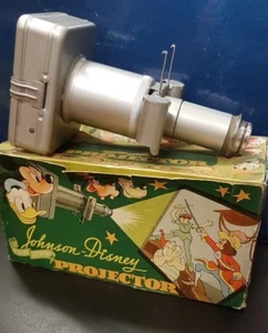 Proyector de juguete y película Johnson Disney 1948 en caja original + 6 películas adicionales - Imagen 1 de 6