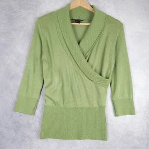Maglione donna Ralph Lauren etichetta nera scialle verde medio scollo a V avvolgente - Foto 1 di 24