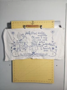 Embroidered Towel Art Czech Kitchen Sayings Muj drahy muzicku mas 37" x 19" - Picture 1 of 14