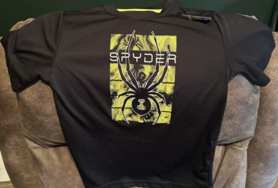 Spyder Brand Logo Boys Sz M Tech Tee Yellow & Black - Image 1 of 4