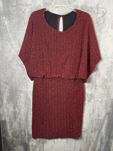 Jessica Howard Damen kurzes Blouson Kleid gefütterte Ärmel rot schwarz metallic 16 - Bild 1 von 6
