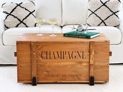 Chest Coffee Table Wood Champagne Living Room Table Vintage Shabby - Image 1 of 4