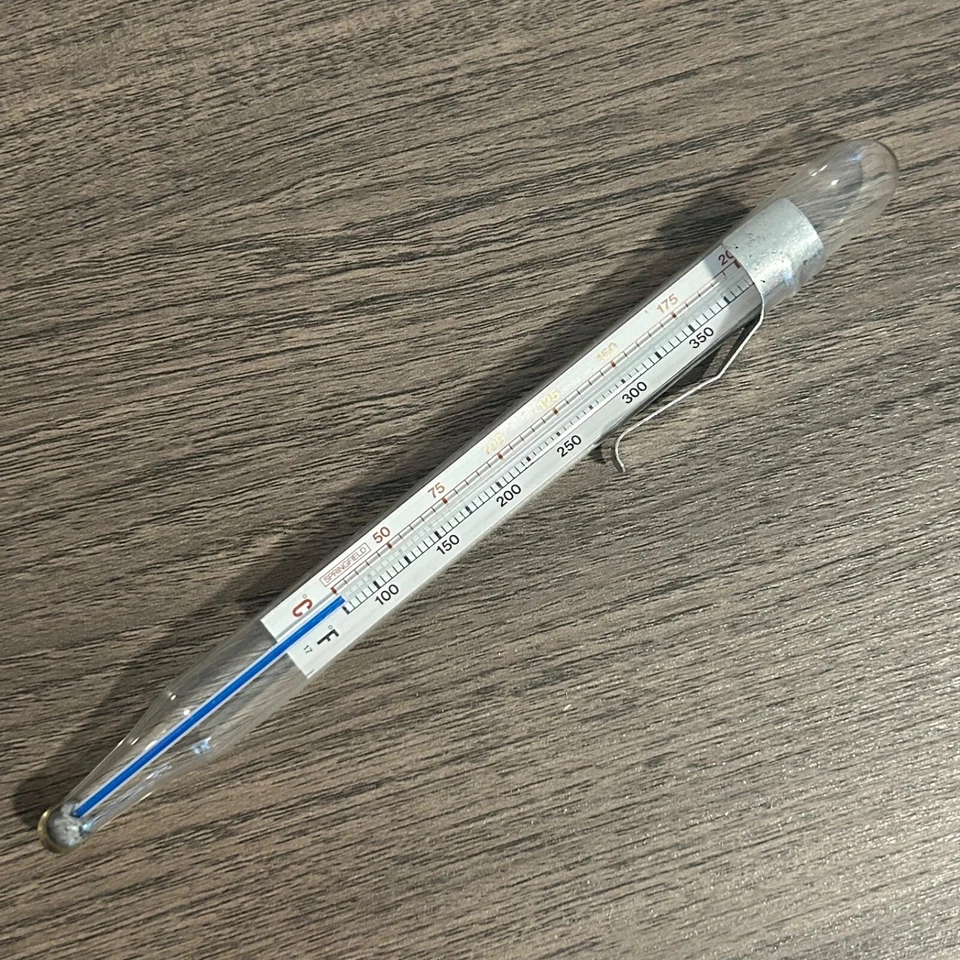 Vintage Springfield Candy Deep Fry Cooking Thermometer Temperature Safe 8" Glass - Image 1 of 4