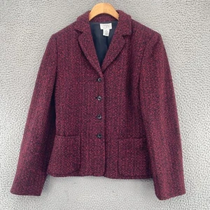 LOFT Blazer Womens 6 Red Black Wool Blend Button Up Pockets Office Career Work - Picture 1 of 10