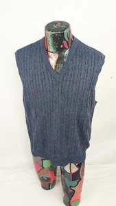 VINTAGE Tommy Hilfiger Mens Vest Large Blue Sleeveless Knit Pullover Casual - Picture 1 of 11