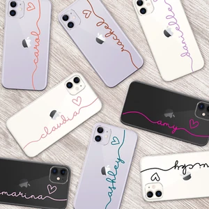 PERSONALISIERTE KLARE HÜLLE NAME FÜR IPHONE 12 PRO 11 XR SE 7 8 13 14 WEICHE GEL COVER - Bild 1 von 16