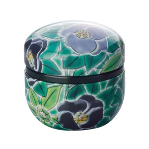 Suzuko-Kutani Tsubaki Camellia steel tea caddy can - 2 color - for tea leaf - Picture 1 of 4