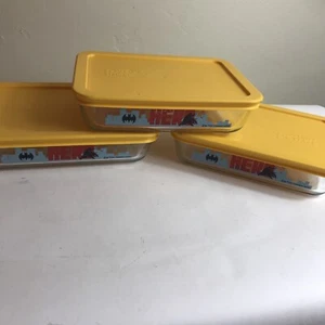 Pyrex Batman 3-teiliges Glas Aufbewahrungsset mit Behältern und Deckeln - Bild 1 von 3